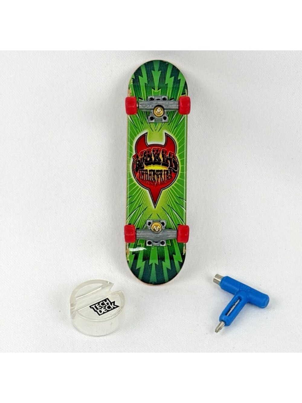 Vintage Tech Deck Fingerboard World Industries Devil Dude Green + Tool